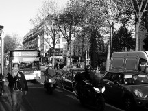 Even more traffic in Paris during a transport strike. Bl. Clichy, Montmartre