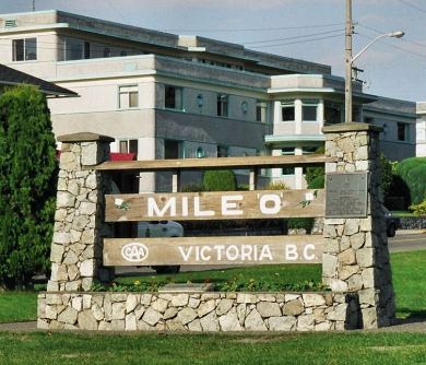 Mile Zero, Victoria, start of the Trans Canada highway West. There is also a Mile Zero in St. John's, Newfoundland in the east