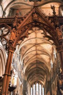 Vaulted ceilings in Worcester Cathedral