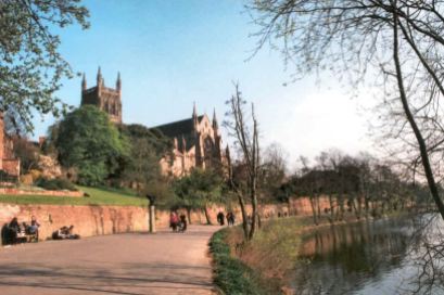 Worcester Cathedral from the banks of the Severn